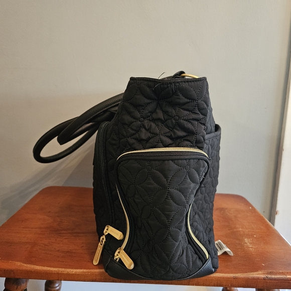 BananaFish Black Quilted Pumping Diaper Bag Gold Toned Hardware - Picture 4 of 15